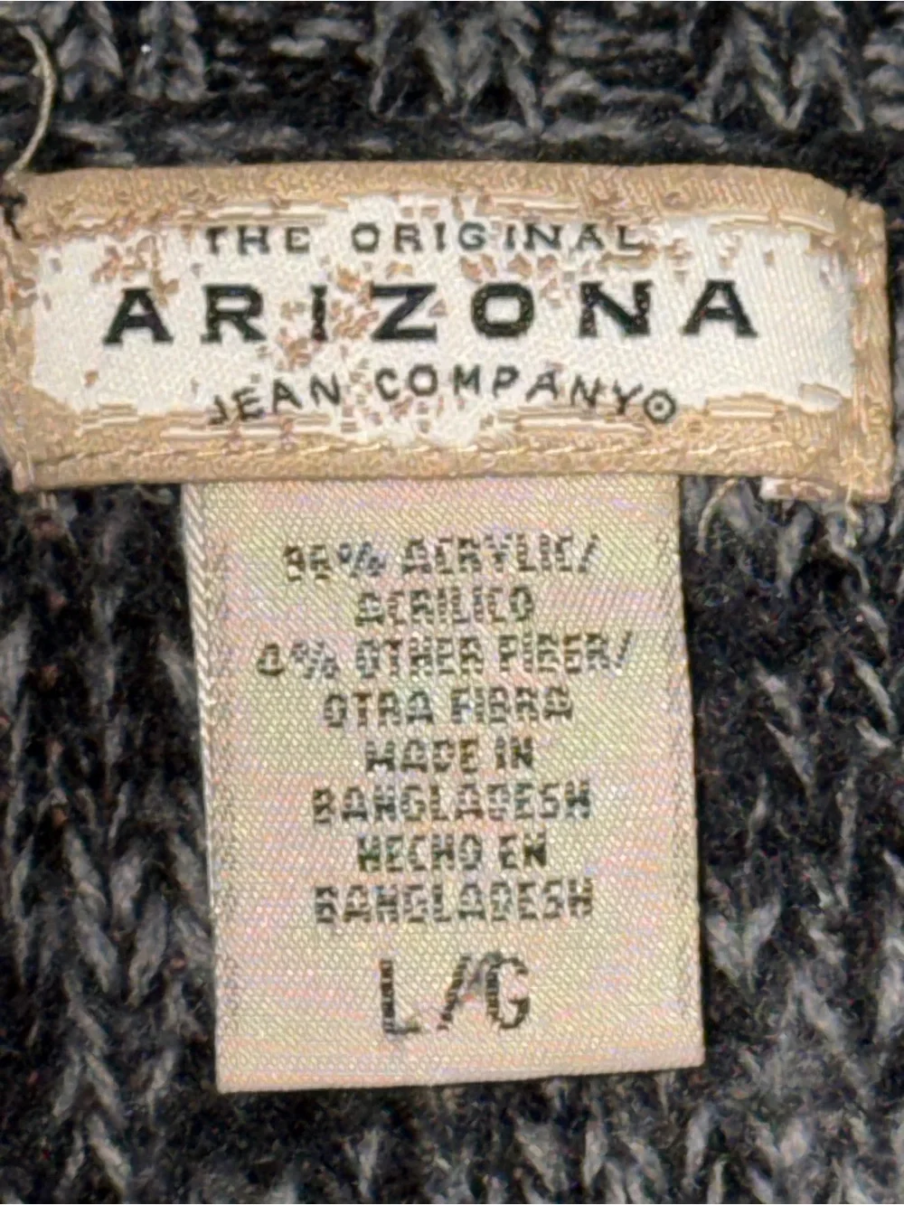 Arizona Jean Company Women's V-Neck Marled Sweater - Black, Gray size large